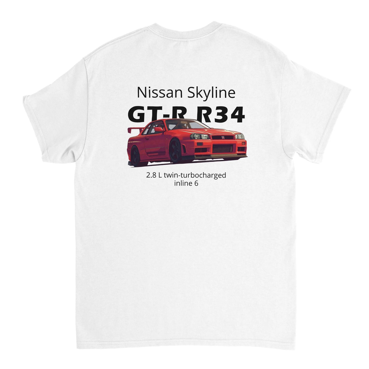 Nissan Skyline GT-R R34 Heavyweight Cotton T-Shirt Redline Fits
