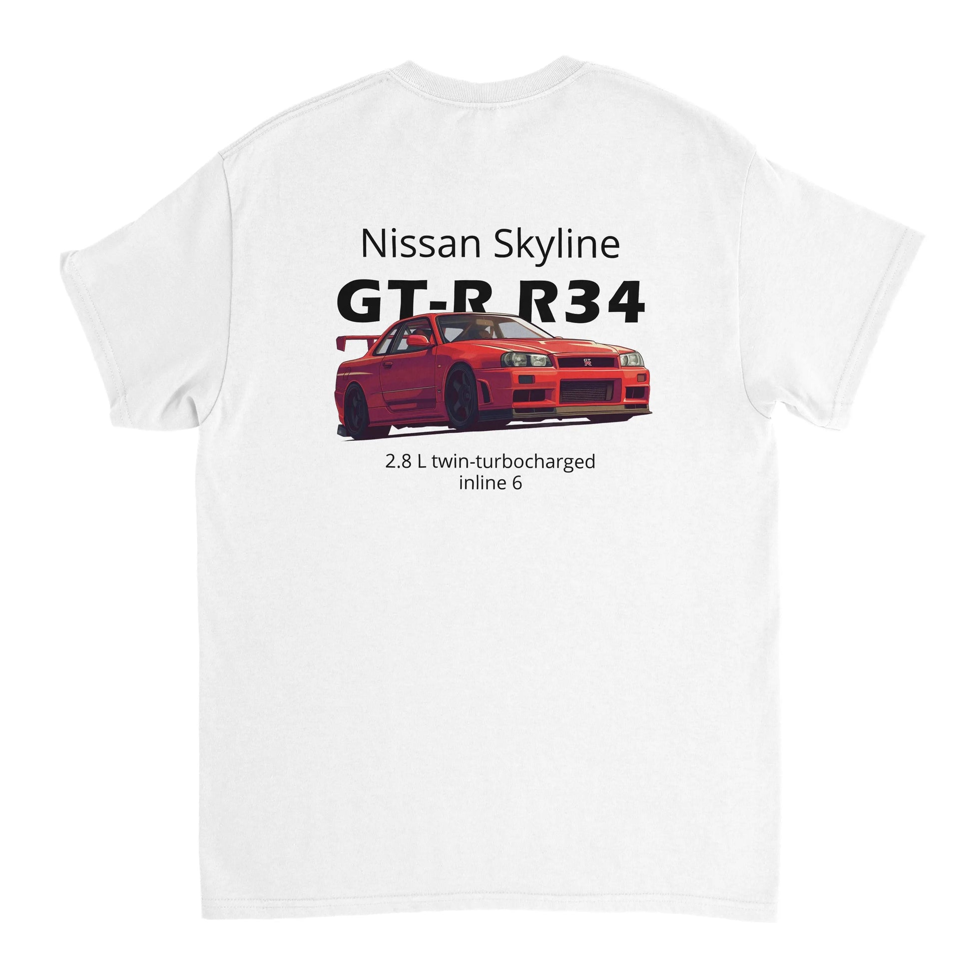 Nissan Skyline GT-R R34 Heavyweight Cotton T-Shirt Redline Fits