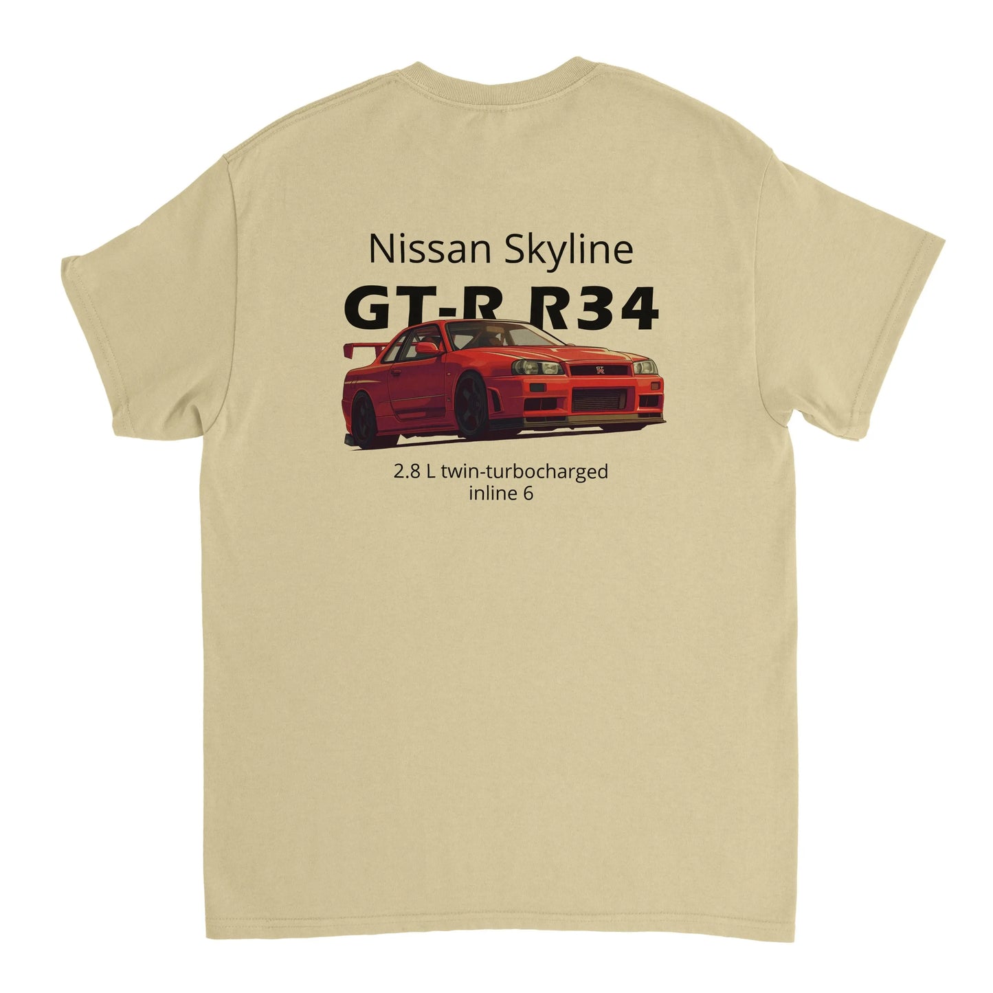 Nissan Skyline GT-R R34 Heavyweight Cotton T-Shirt Redline Fits