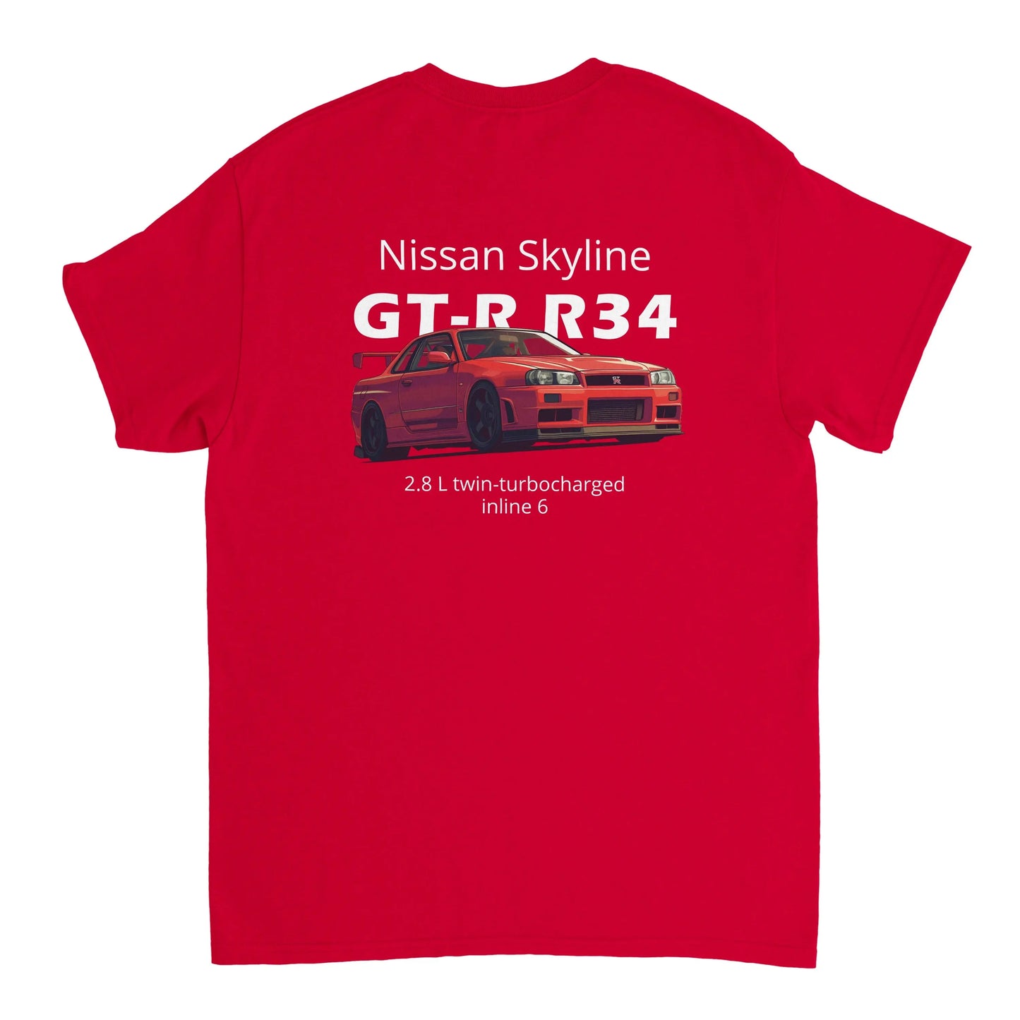 Nissan Skyline GT-R R34 Heavyweight Cotton T-Shirt Redline Fits