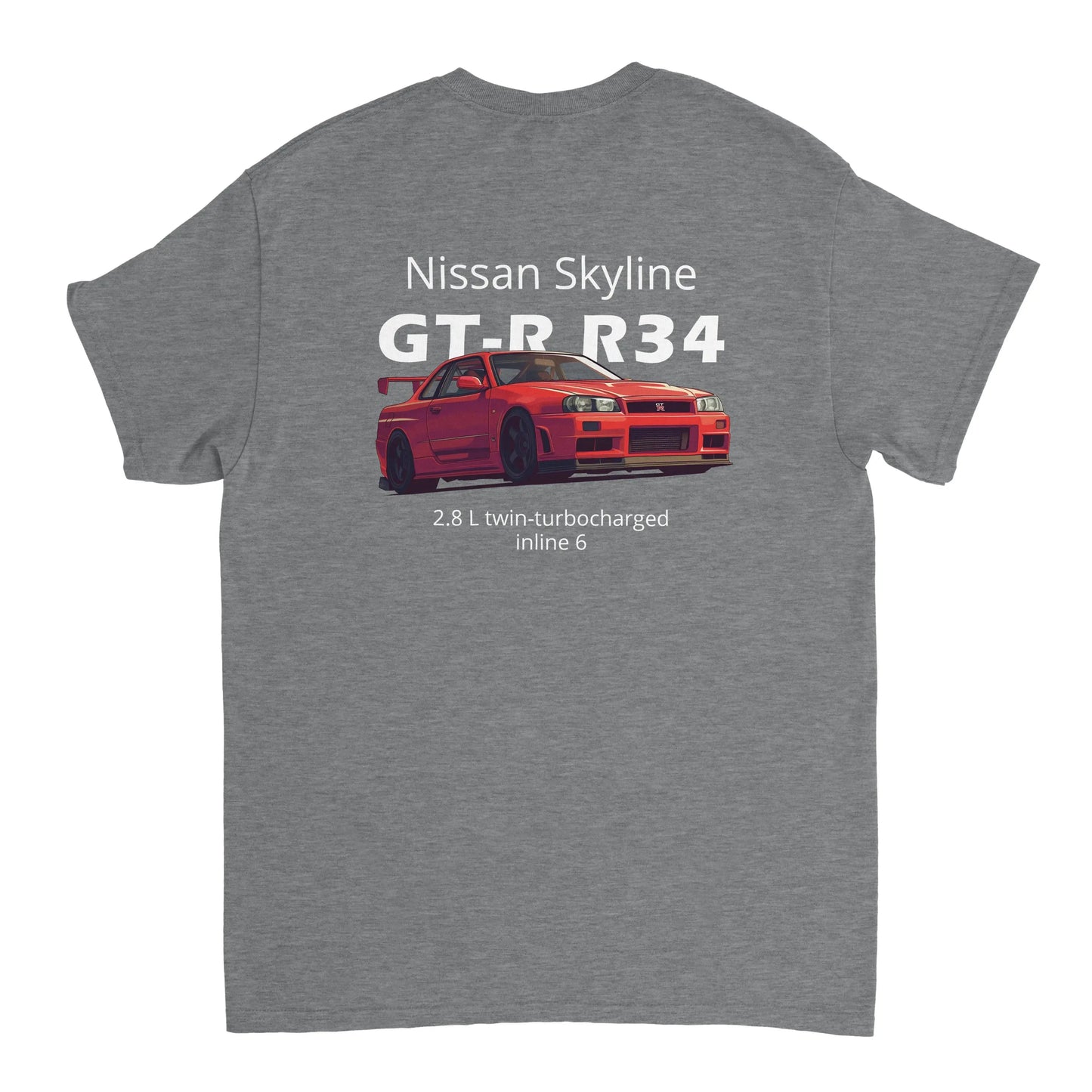Nissan Skyline GT-R R34 Heavyweight Cotton T-Shirt Redline Fits