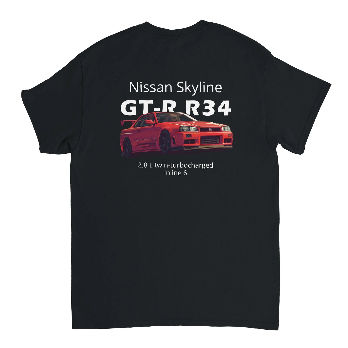 Nissan Skyline GT-R R34 Heavyweight Cotton T-Shirt Redline Fits