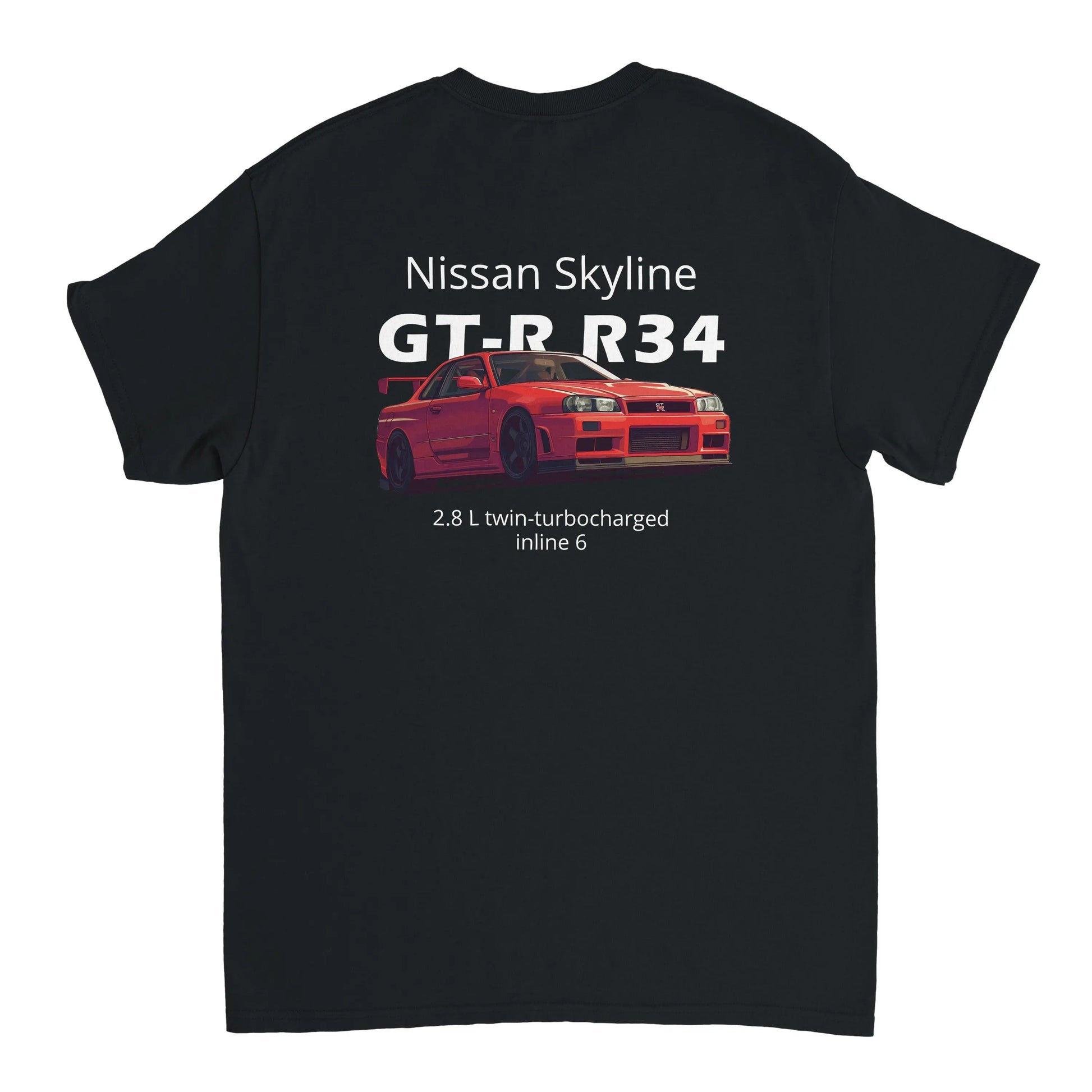 Nissan Skyline GT-R R34 Heavyweight Cotton T-Shirt Redline Fits