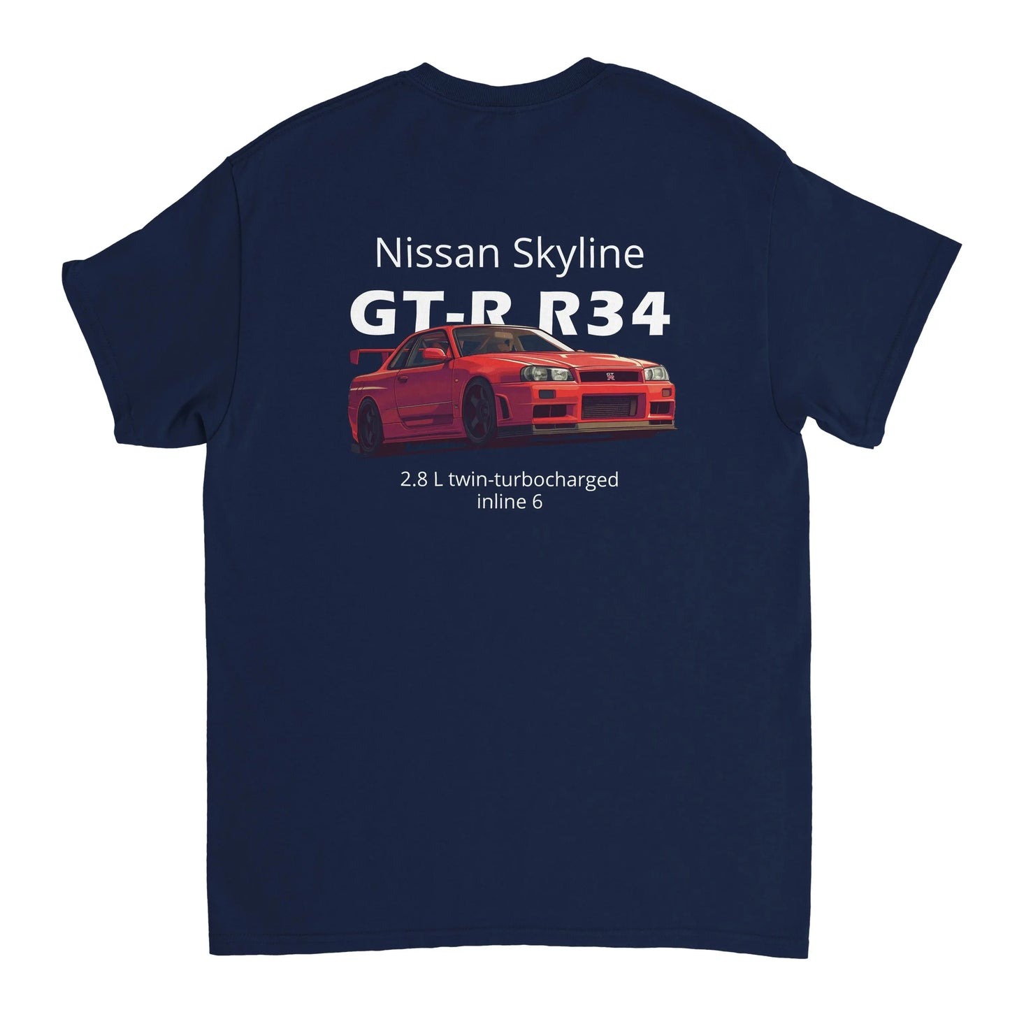 Nissan Skyline GT-R R34 Heavyweight Cotton T-Shirt Redline Fits