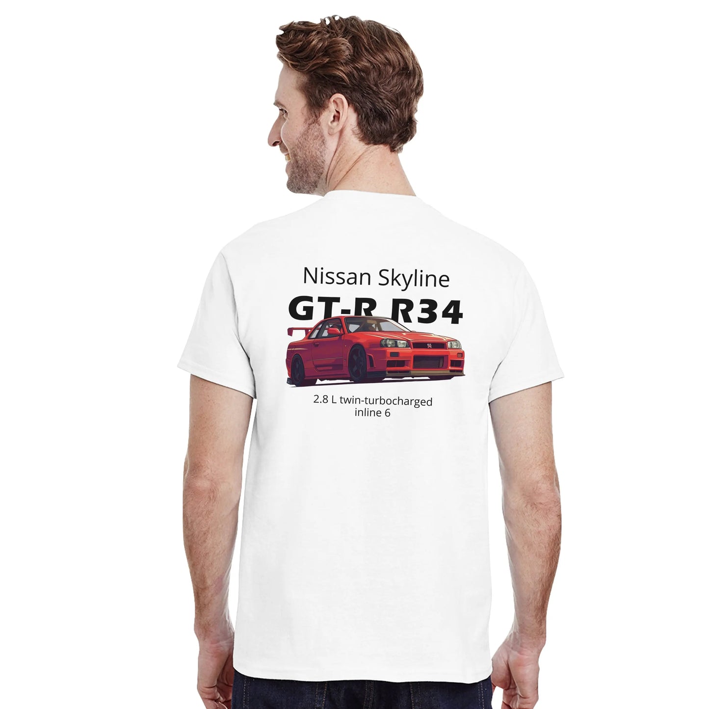 Nissan Skyline GT-R R34 Heavyweight Cotton T-Shirt Redline Fits