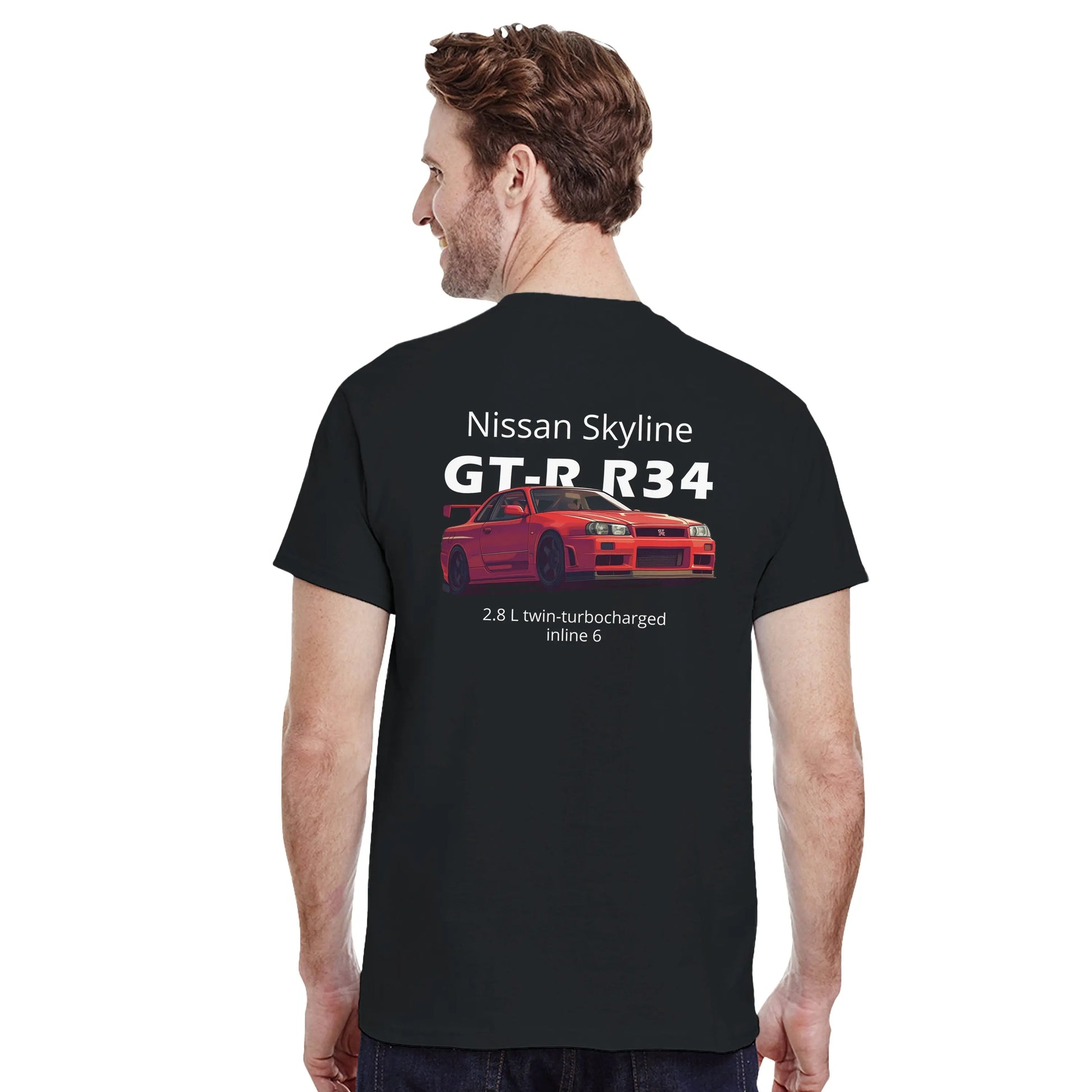 Nissan Skyline GT-R R34 Heavyweight Cotton T-Shirt Redline Fits