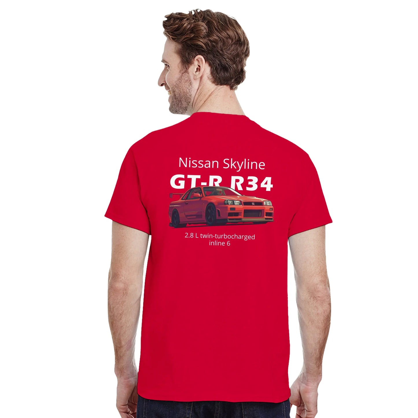 Nissan Skyline GT-R R34 Heavyweight Cotton T-Shirt Redline Fits