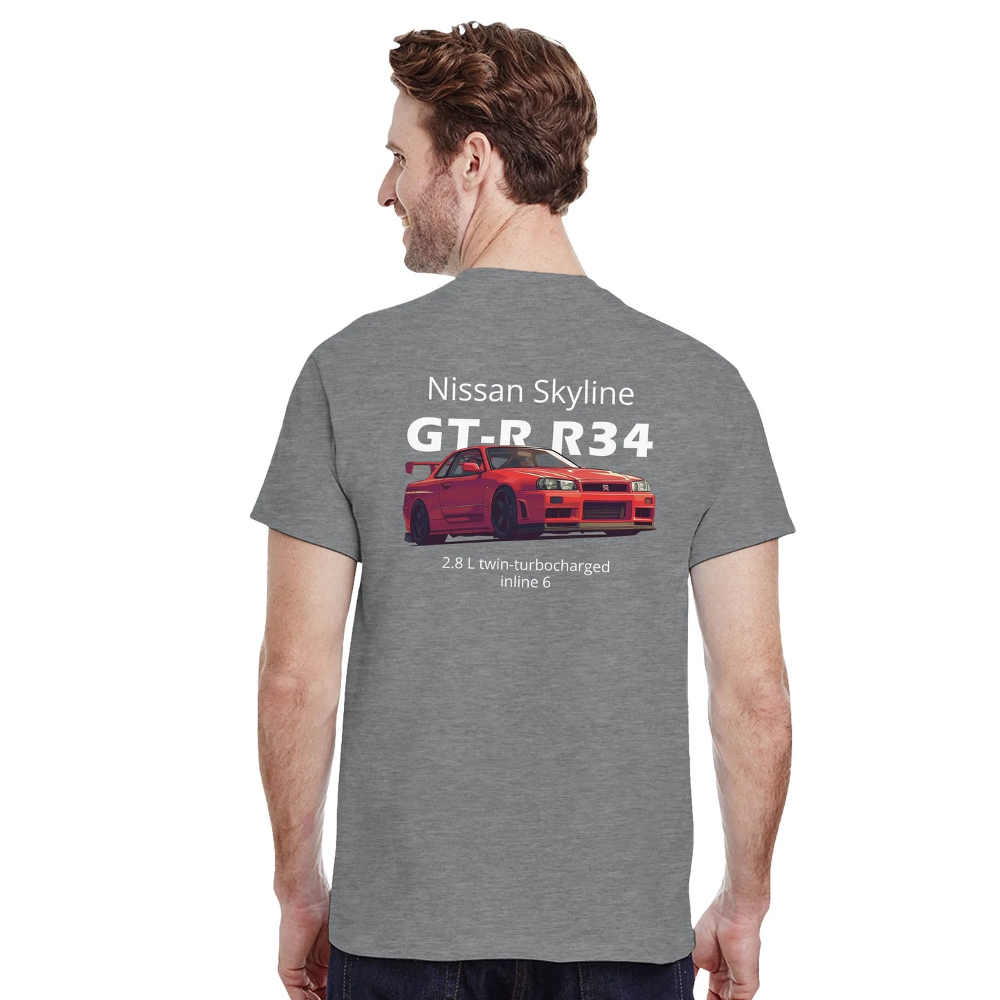Nissan Skyline GT-R R34 Heavyweight Cotton T-Shirt Redline Fits