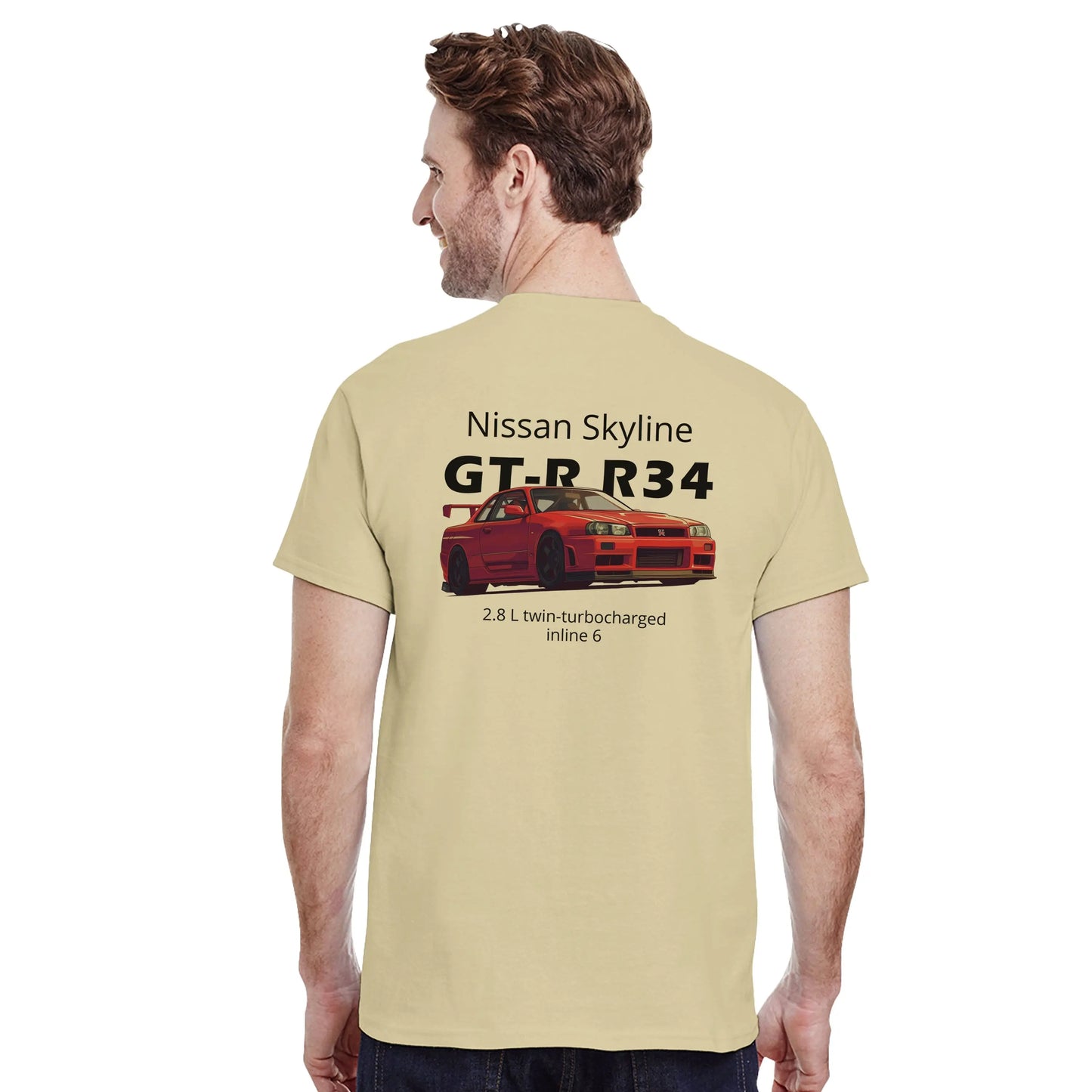 Nissan Skyline GT-R R34 Heavyweight Cotton T-Shirt Redline Fits