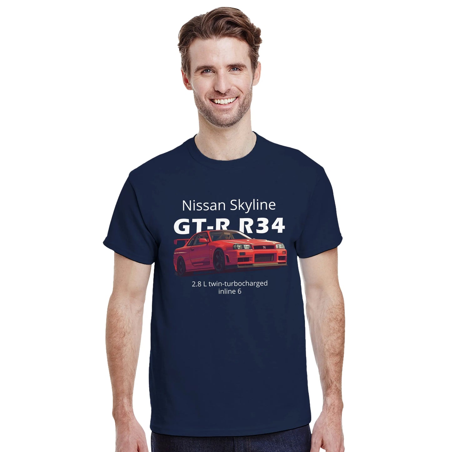 Nissan Skyline GT-R R34 Heavyweight Cotton T-Shirt Redline Fits
