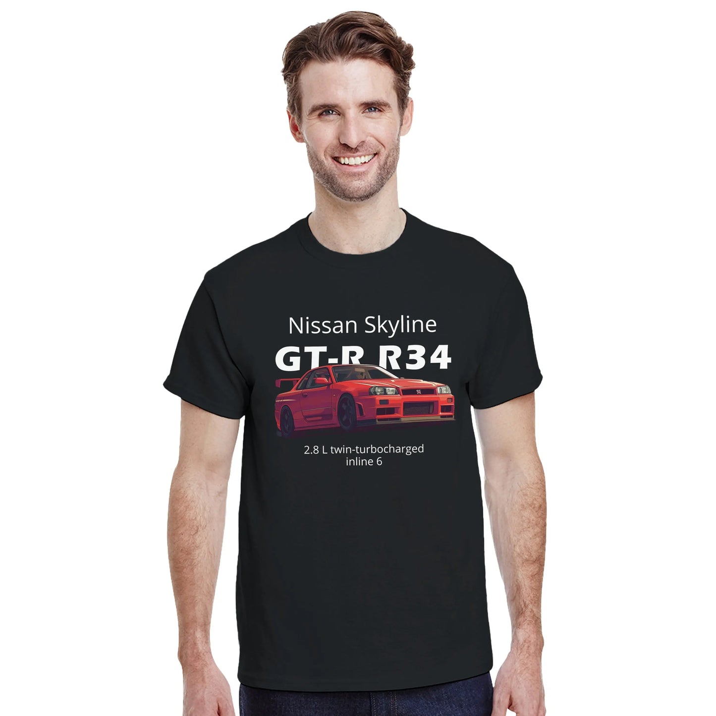 Nissan Skyline GT-R R34 Heavyweight Cotton T-Shirt Redline Fits