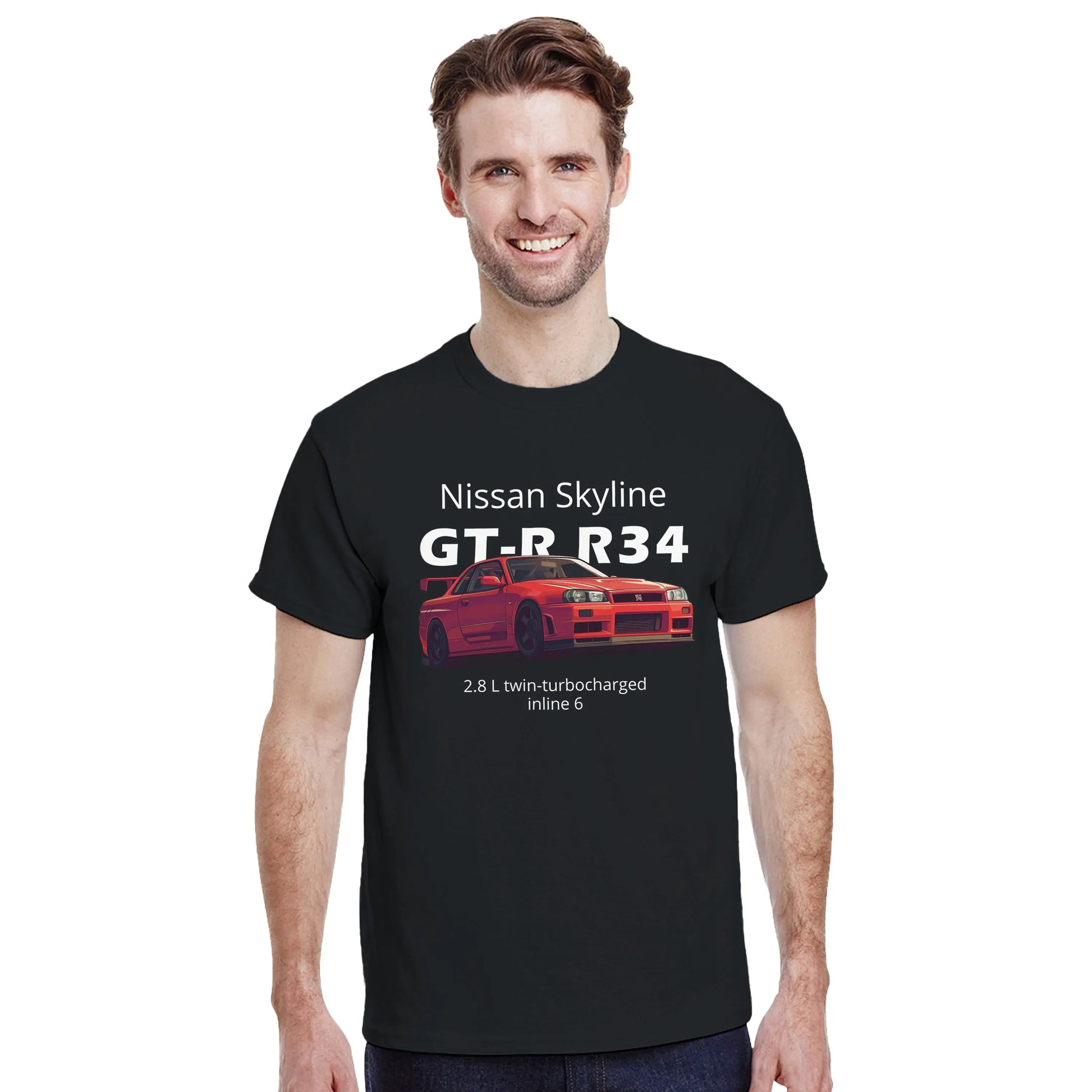 Nissan Skyline GT-R R34 Heavyweight Cotton T-Shirt Redline Fits