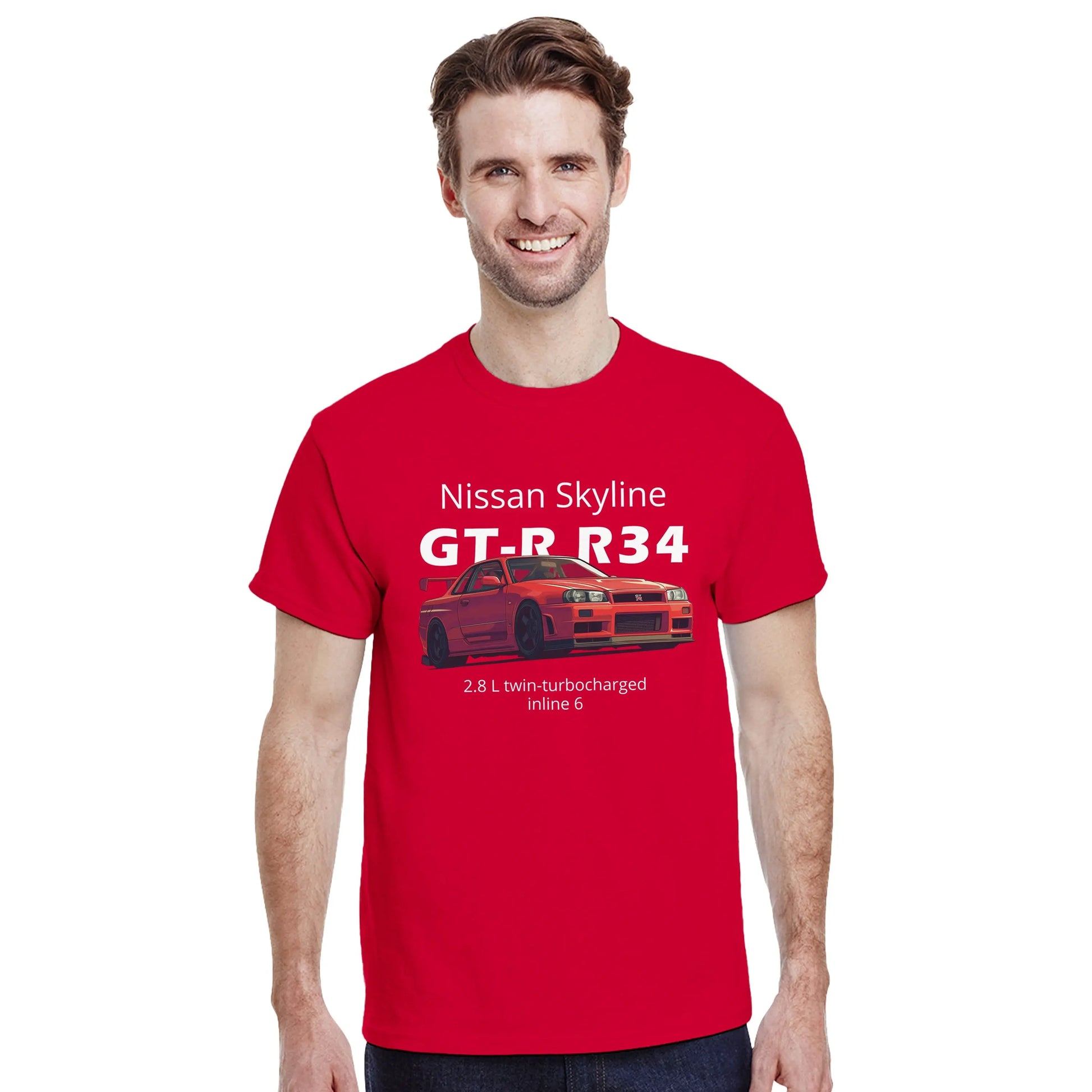 Nissan Skyline GT-R R34 Heavyweight Cotton T-Shirt Redline Fits