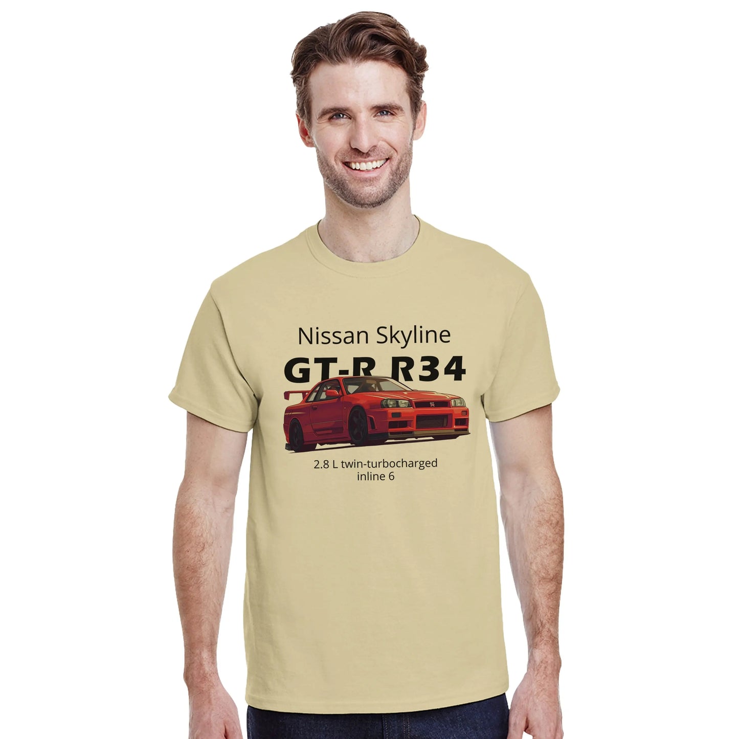 Nissan Skyline GT-R R34 Heavyweight Cotton T-Shirt Redline Fits
