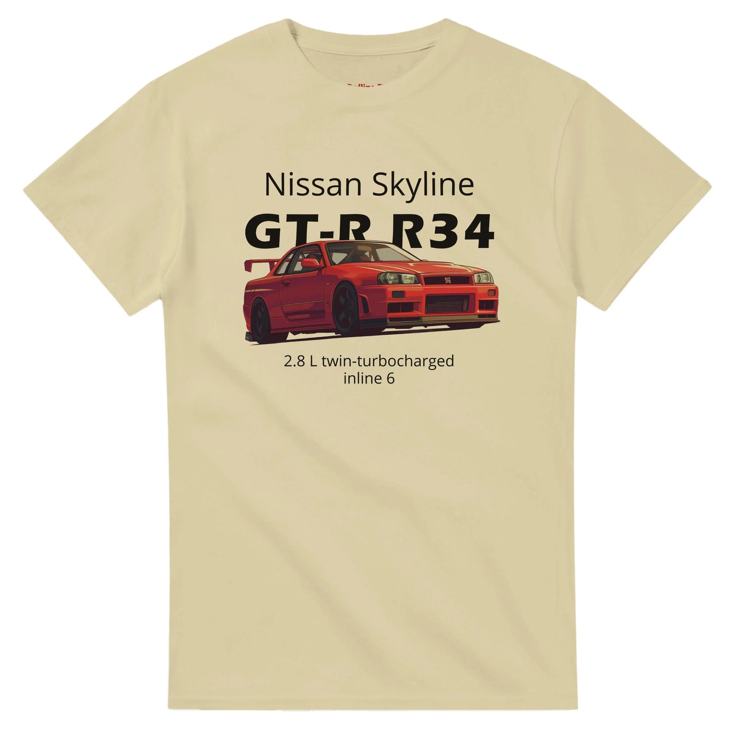 Nissan Skyline GT-R R34 Heavyweight Cotton T-Shirt Redline Fits